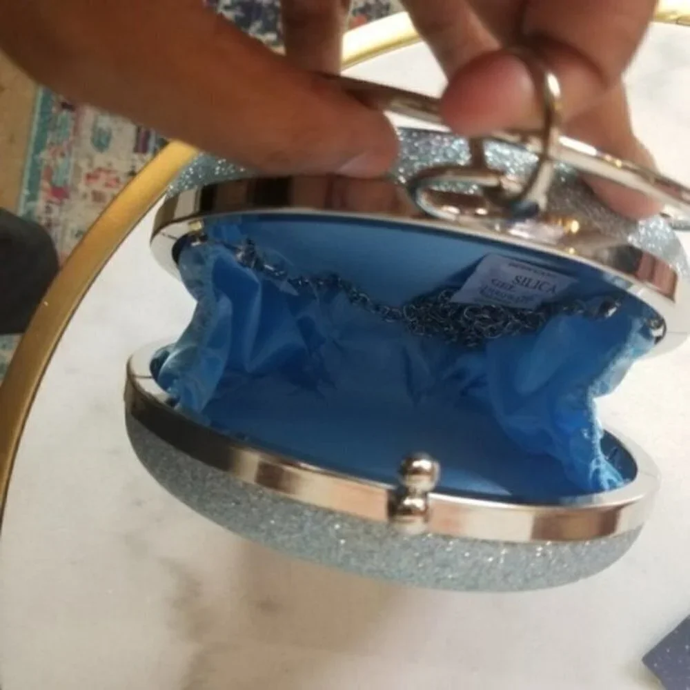 Most Wanted Rhinestone Circle Bag Blue Glitter - Picture 6 of 6